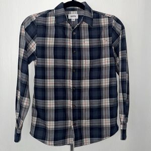 Boys Blue Button Down Plaid Dress Shirt Long Sleeve Size Medium by Sonoma